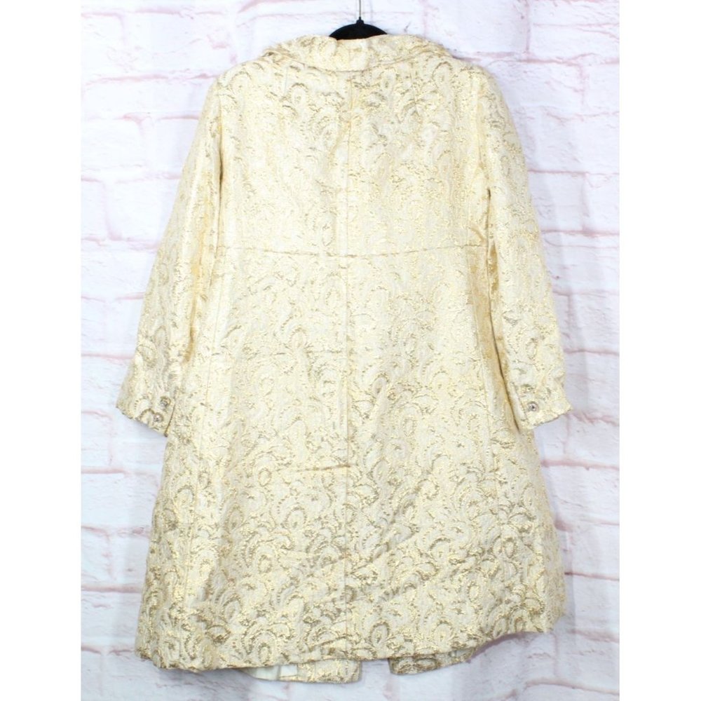 *Vintage Cotton Button Down Lined Embroidered Long Coat Size 10 - Picture 6 of 16
